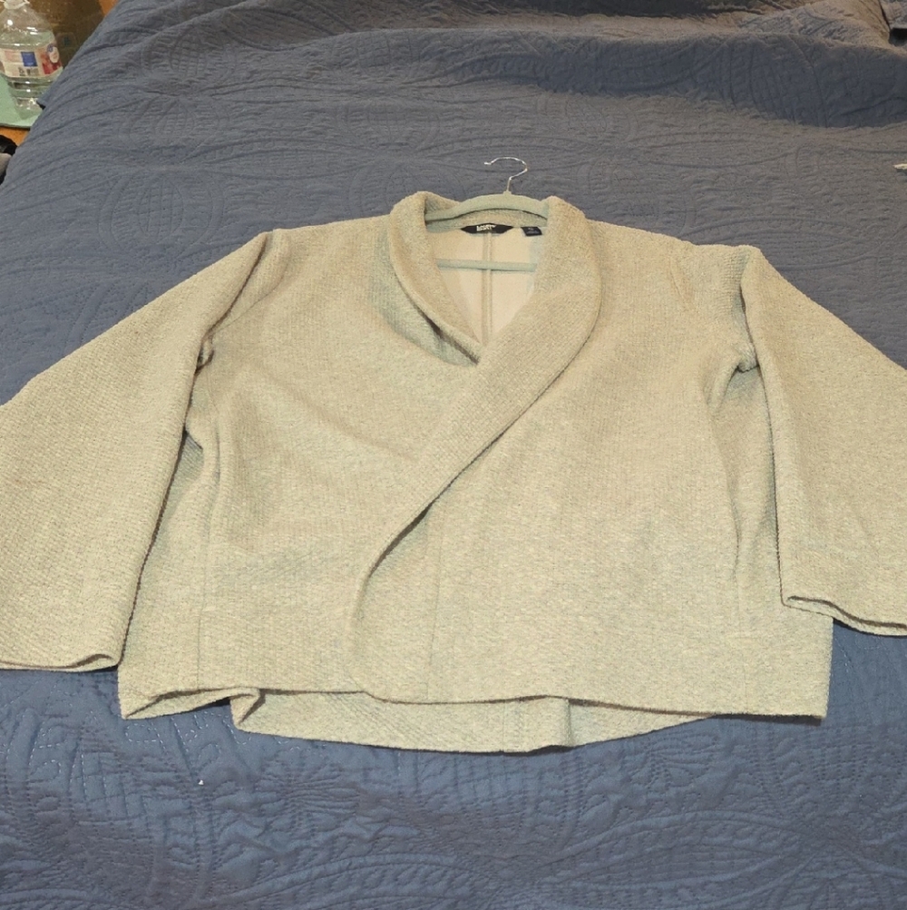 Lands' End Women's Light Gray Cardigan Sweater